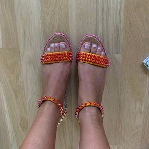 Louboutin Bedazzled espadrilles sandals